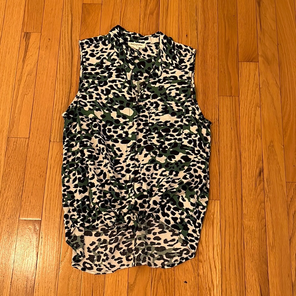 Beach Lunch Lounge Collection Leopard Collared Sleeveless Blouse
